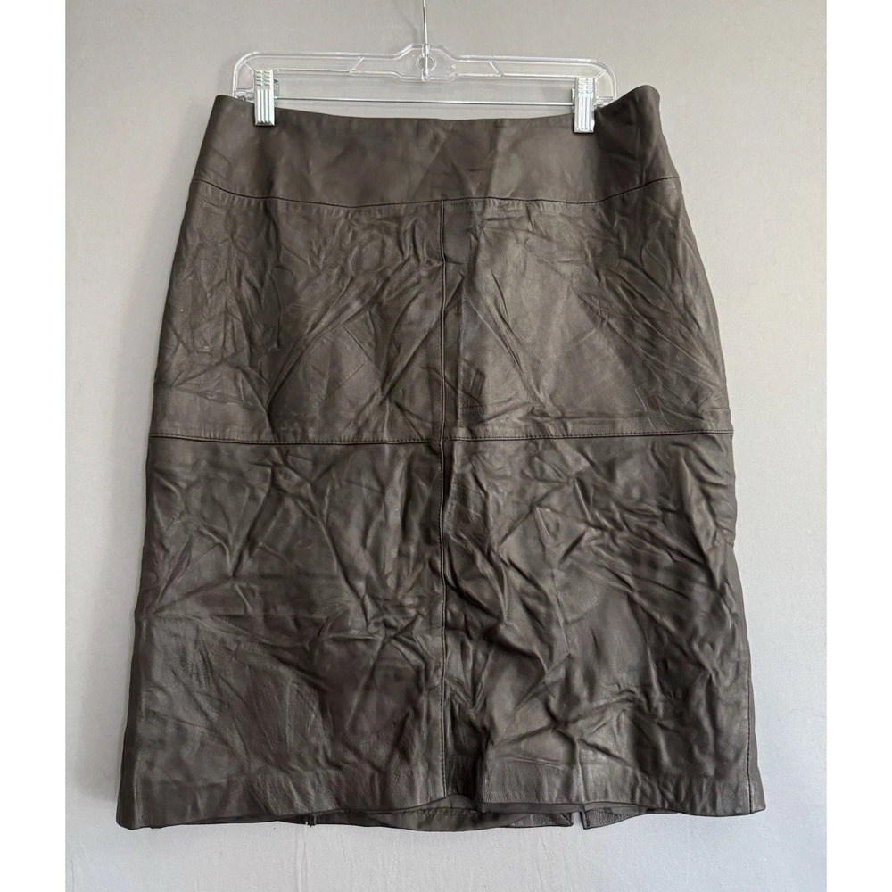 Vintage Jaclyn Smith Brown Leather Skirt Womens Large L Distressed Western NWT